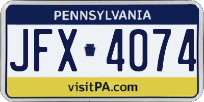 PA license plate JFX4074