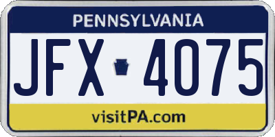 PA license plate JFX4075
