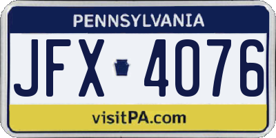 PA license plate JFX4076