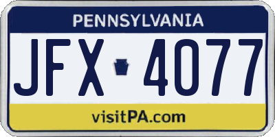 PA license plate JFX4077