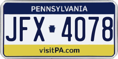 PA license plate JFX4078