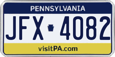 PA license plate JFX4082