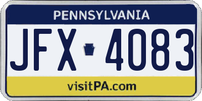 PA license plate JFX4083