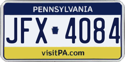PA license plate JFX4084