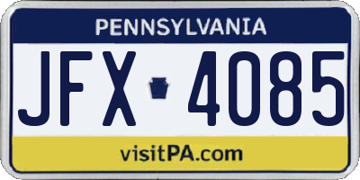 PA license plate JFX4085