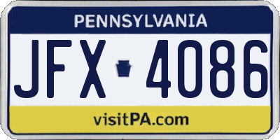 PA license plate JFX4086