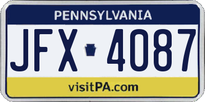 PA license plate JFX4087