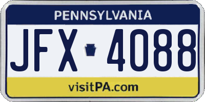 PA license plate JFX4088
