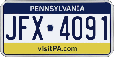 PA license plate JFX4091