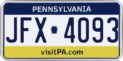 PA license plate JFX4093
