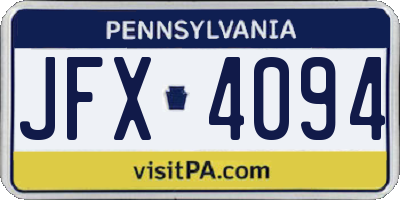 PA license plate JFX4094