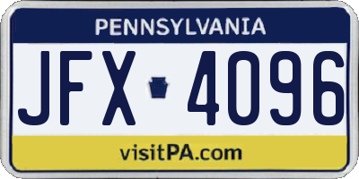 PA license plate JFX4096