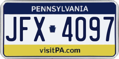 PA license plate JFX4097