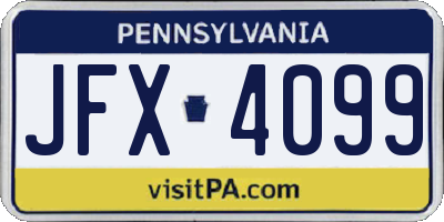 PA license plate JFX4099