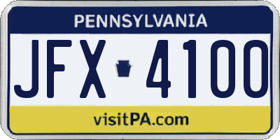 PA license plate JFX4100
