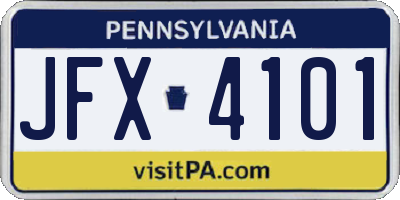 PA license plate JFX4101