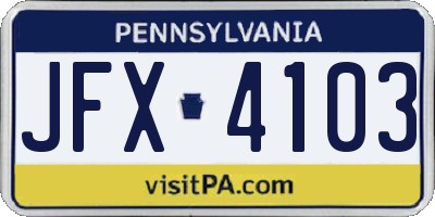 PA license plate JFX4103