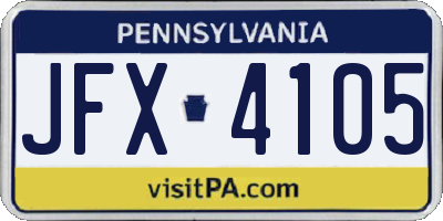 PA license plate JFX4105