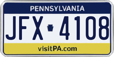 PA license plate JFX4108