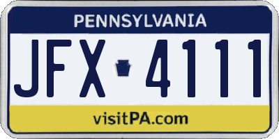 PA license plate JFX4111