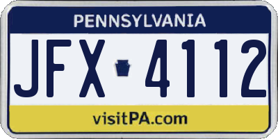 PA license plate JFX4112