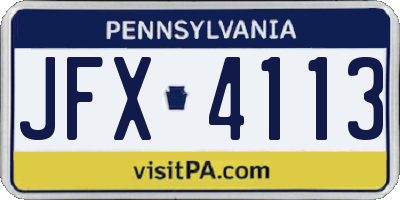PA license plate JFX4113