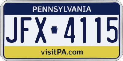 PA license plate JFX4115