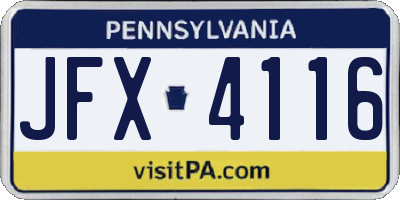 PA license plate JFX4116