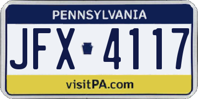 PA license plate JFX4117