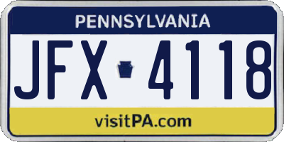 PA license plate JFX4118