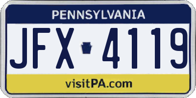 PA license plate JFX4119