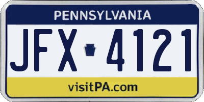 PA license plate JFX4121