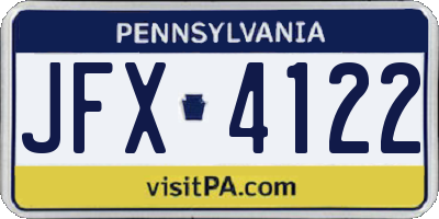 PA license plate JFX4122