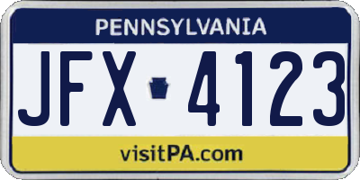 PA license plate JFX4123