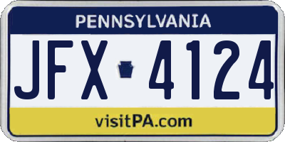 PA license plate JFX4124