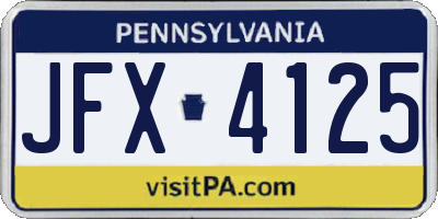 PA license plate JFX4125