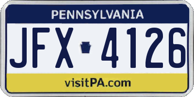 PA license plate JFX4126