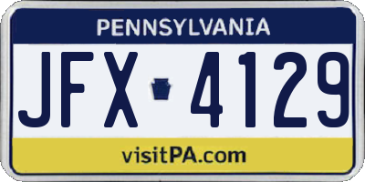 PA license plate JFX4129