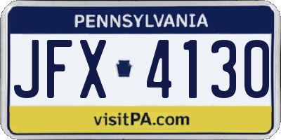 PA license plate JFX4130