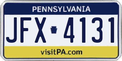 PA license plate JFX4131