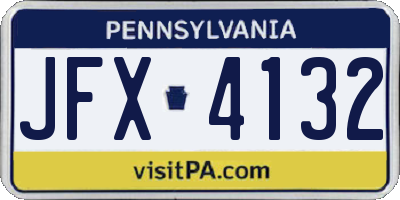 PA license plate JFX4132