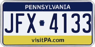 PA license plate JFX4133