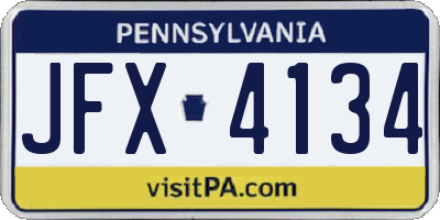 PA license plate JFX4134