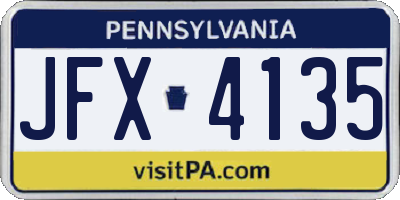 PA license plate JFX4135