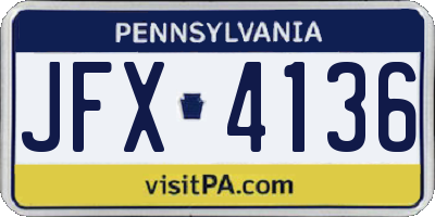 PA license plate JFX4136