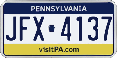 PA license plate JFX4137