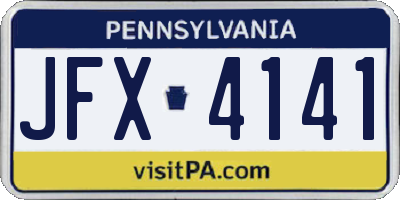 PA license plate JFX4141