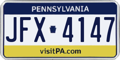 PA license plate JFX4147