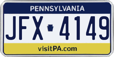 PA license plate JFX4149