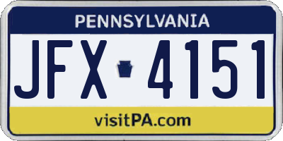 PA license plate JFX4151